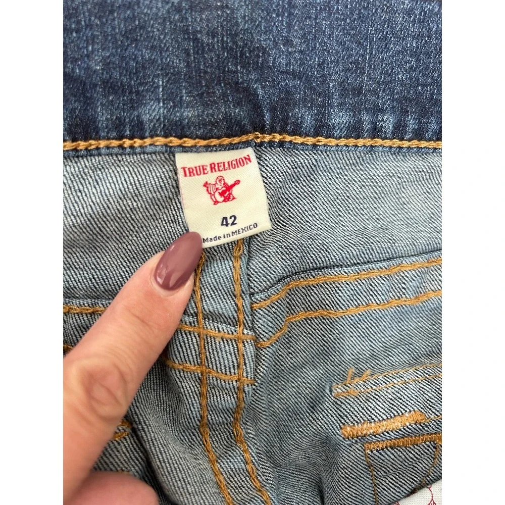 True Religion Mens Straight Leg Blue Denim Jeans‎ Medium Wash Size 42x31